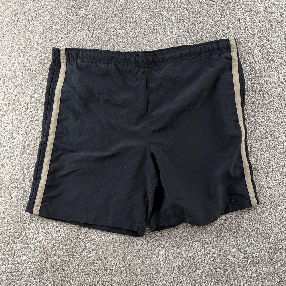 Gap Swim Shorts Mens Large Black Striped Mesh Lined Elastic Waist Trunks Beach